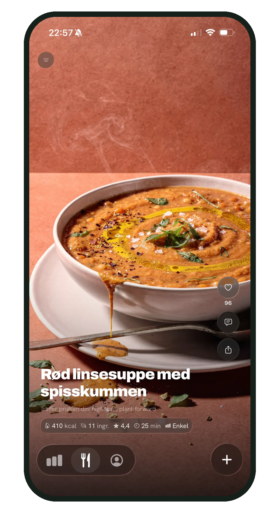 Oppskriftsforslag i SmartEating-appen