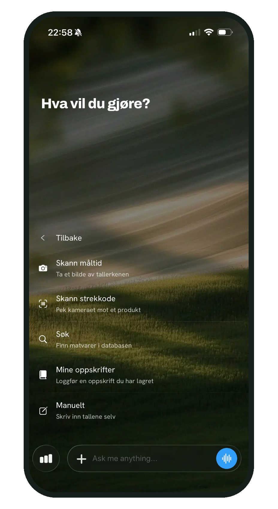Logging av måltid i SmartEating-appen